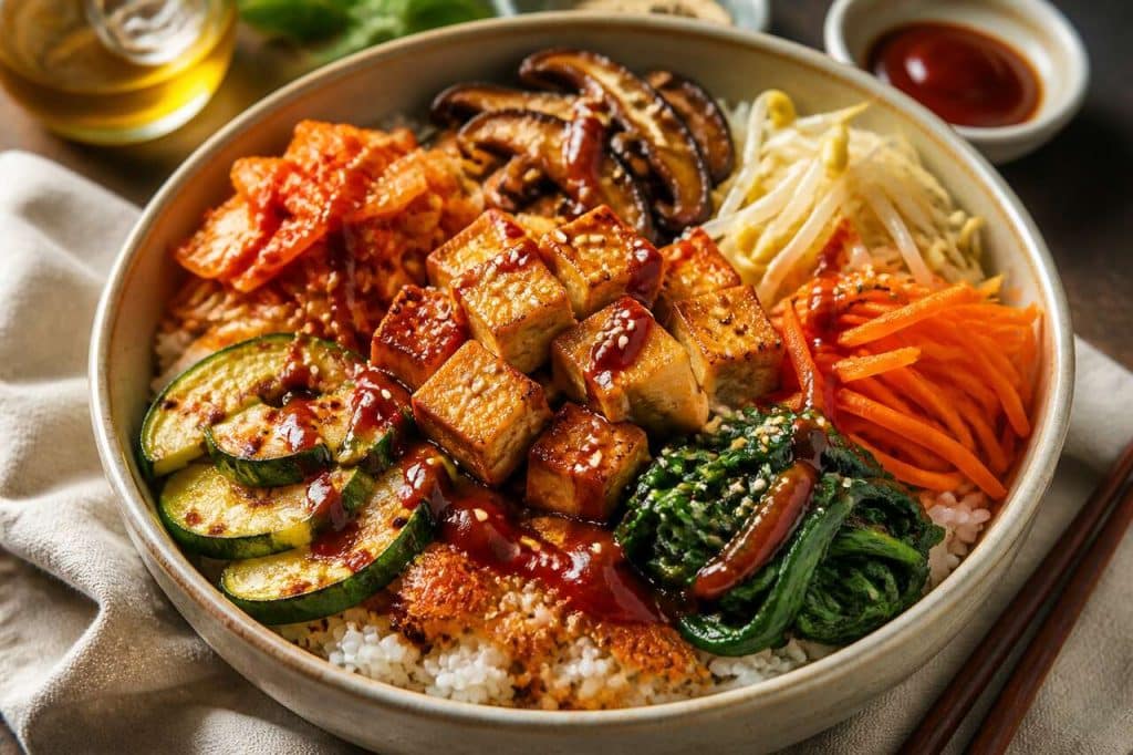 Recette de bibimbap végétarien de printemps : frais, coloré et savoureux