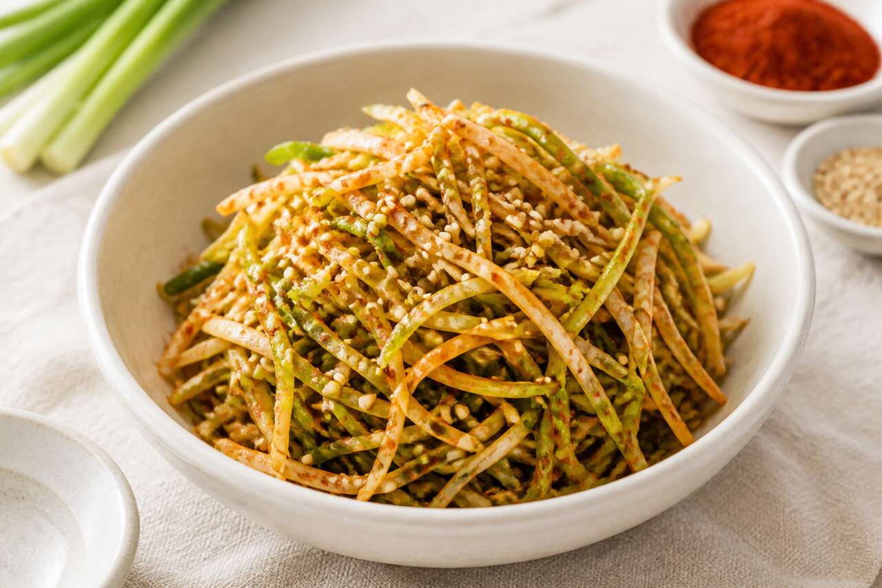 Recette de pa jeori : la salade de cébette coréenne