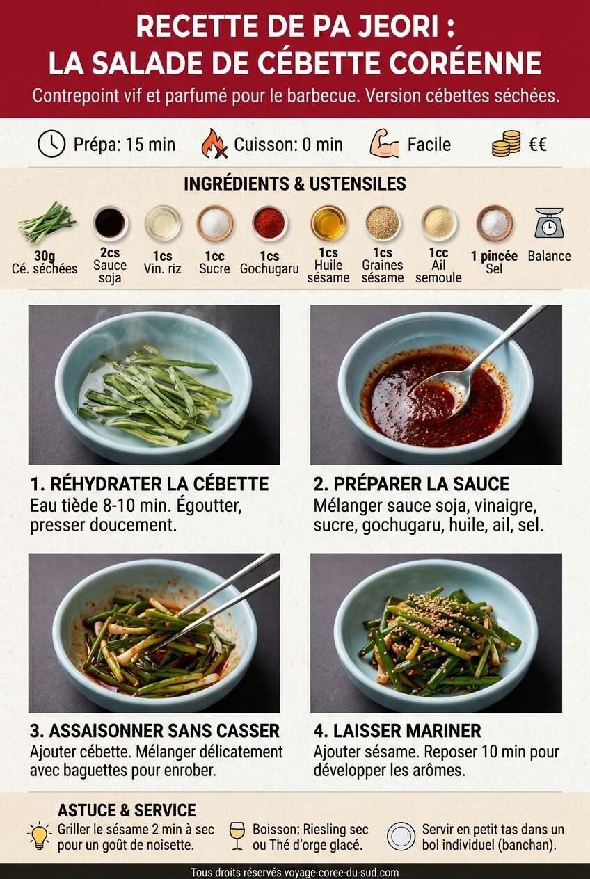 Fiche recette Recette de pa jeori : la salade de c&eacute;bette cor&eacute;enne
