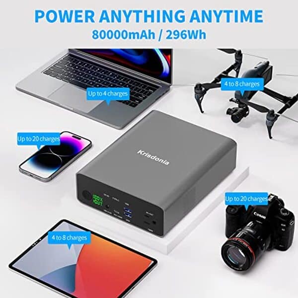 Découvrez notre test complet de la batterie externe Krisdonia 80000mAh avec charge rapide 130W et 4 ports. Performances, autonomie et avis client détaillés.