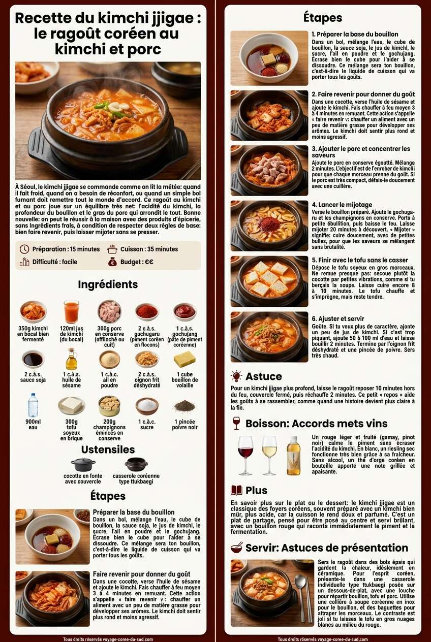 Fiche recette Recette du kimchi jjigae : le ragoût coréen au kimchi et porc Fiche recette Recette du kimchi jjigae : le ragoût coréen au kimchi et porc
