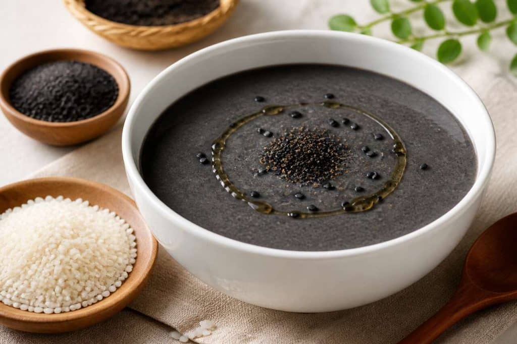 Recette de soupe au sésame noir (heukimja-juk) coréenne