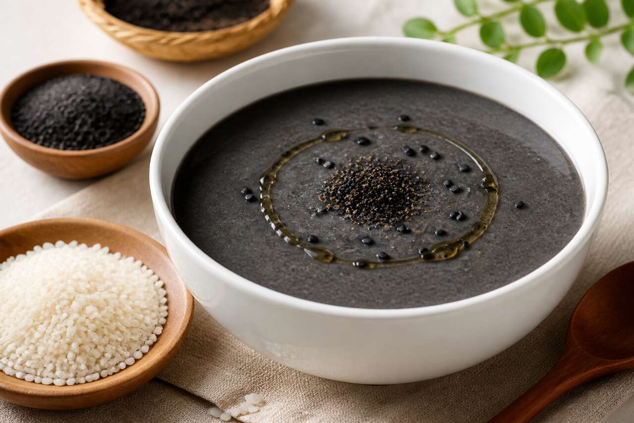 Recette de soupe au sésame noir (heukimja-juk) coréenne