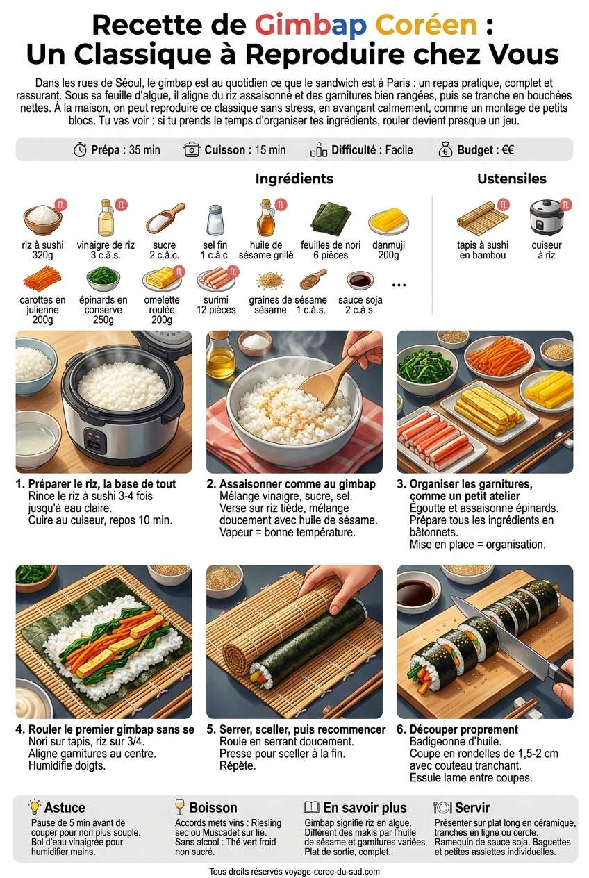 Fiche recette Recette de gimbap coréen : un classique à reproduire chez vous Fiche recette Recette de gimbap coréen : un classique à reproduire chez vous