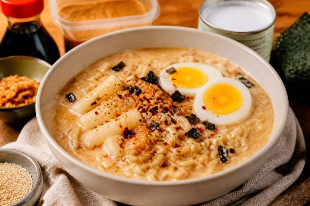 Recette de ramen crémeux aux tteok et œuf