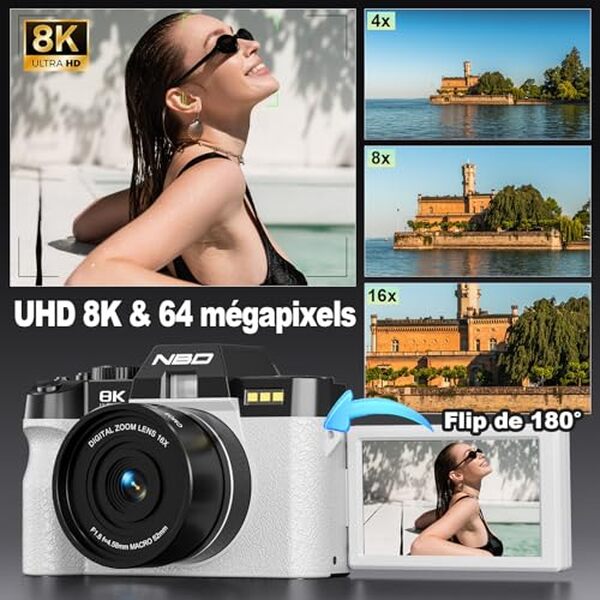 Découvrez notre test détaillé de l'appareil photo 8K 64MP nBD avec kit complet. Performances, qualité d'image et caractéristiques techniques analysées. 