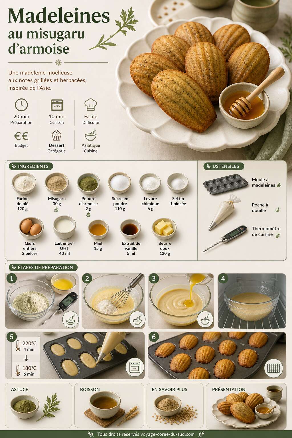 Fiche recette Recette des madeleines au misugaru d'armoise