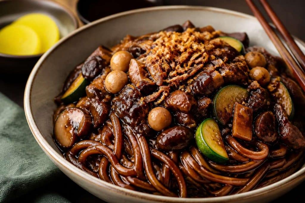 Recette des jjajangmyeon : les nouilles coréennes à la sauce haricots noirs