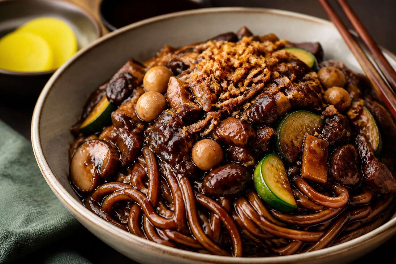 Recette des jjajangmyeon : les nouilles coréennes à la sauce haricots noirs