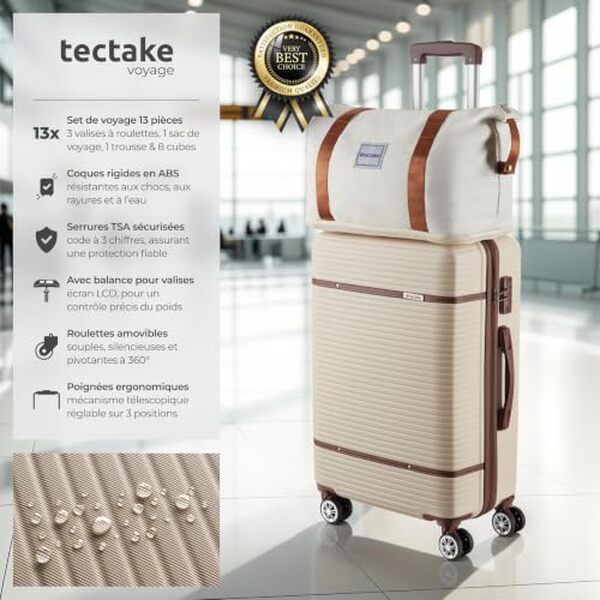 Découvrez notre test complet du set de valises tectake avec roulettes 360° et cadenas TSA : qualité, durabilité et praticité pour vos voyages.