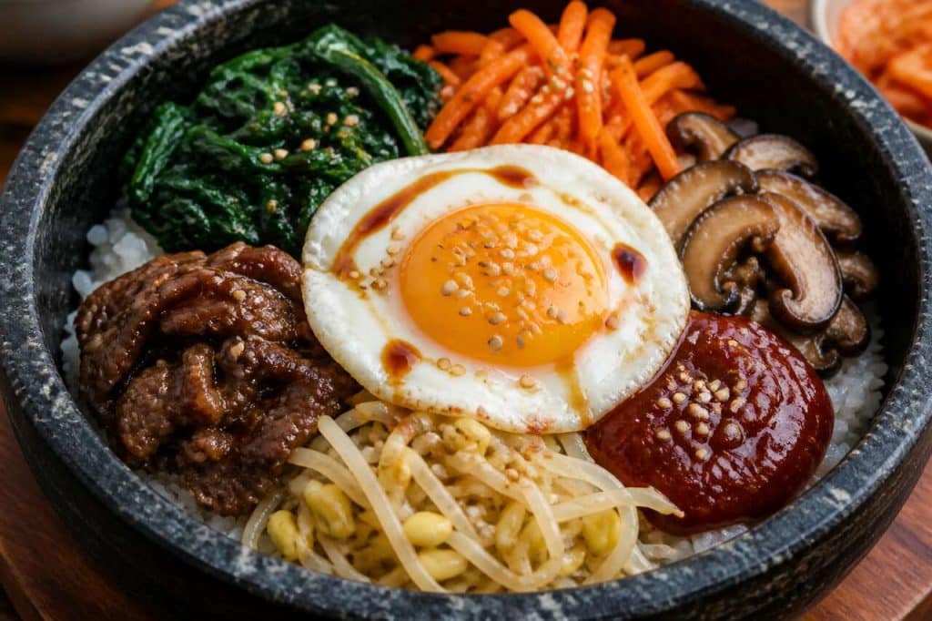 Recette de dolsot bibimbap : le bibimbap servi en pierre brûlante