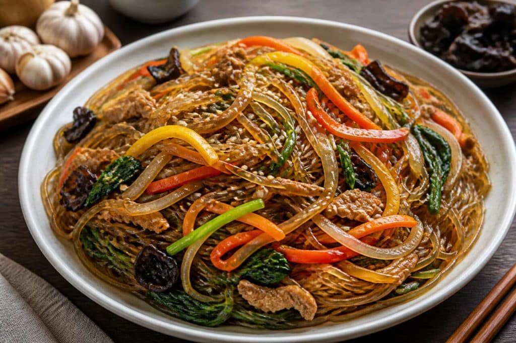 Recette de japchae : les délicieuses nouilles coréennes sautées