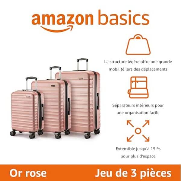 Découvrez notre test détaillé des valises rigides or rose Amazon Basics : qualité, durabilité et design. Avis honnête et conseils d'achat pour vos voyages.