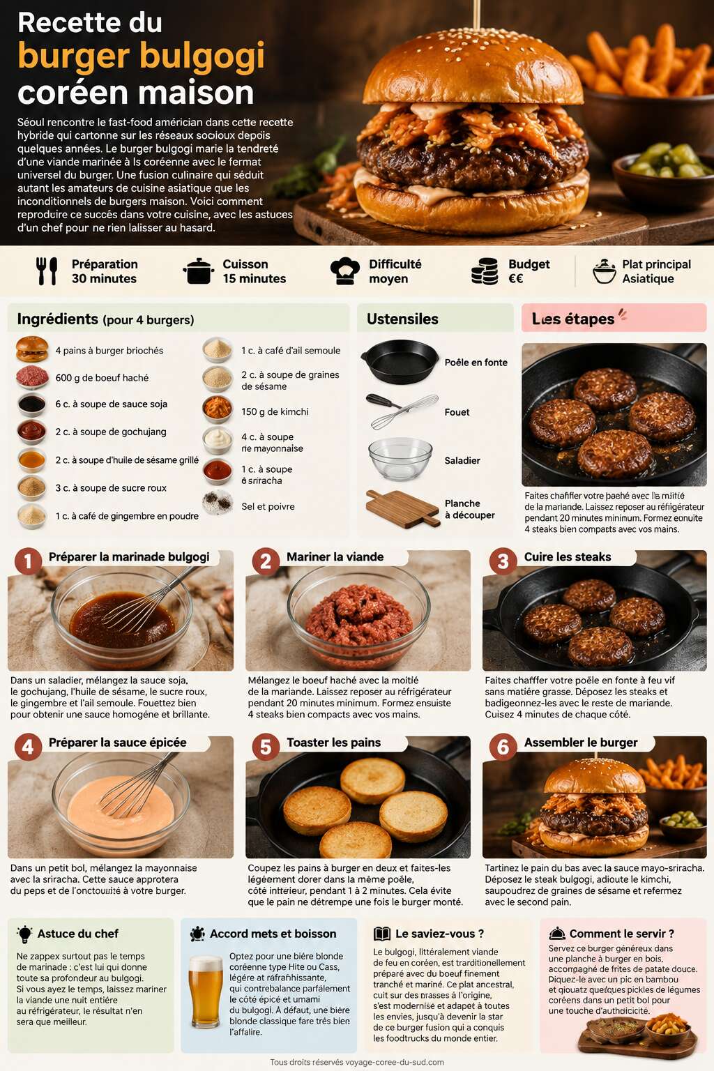 Fiche recette Recette du burger bulgogi coréen maison Fiche recette Recette du burger bulgogi coréen maison