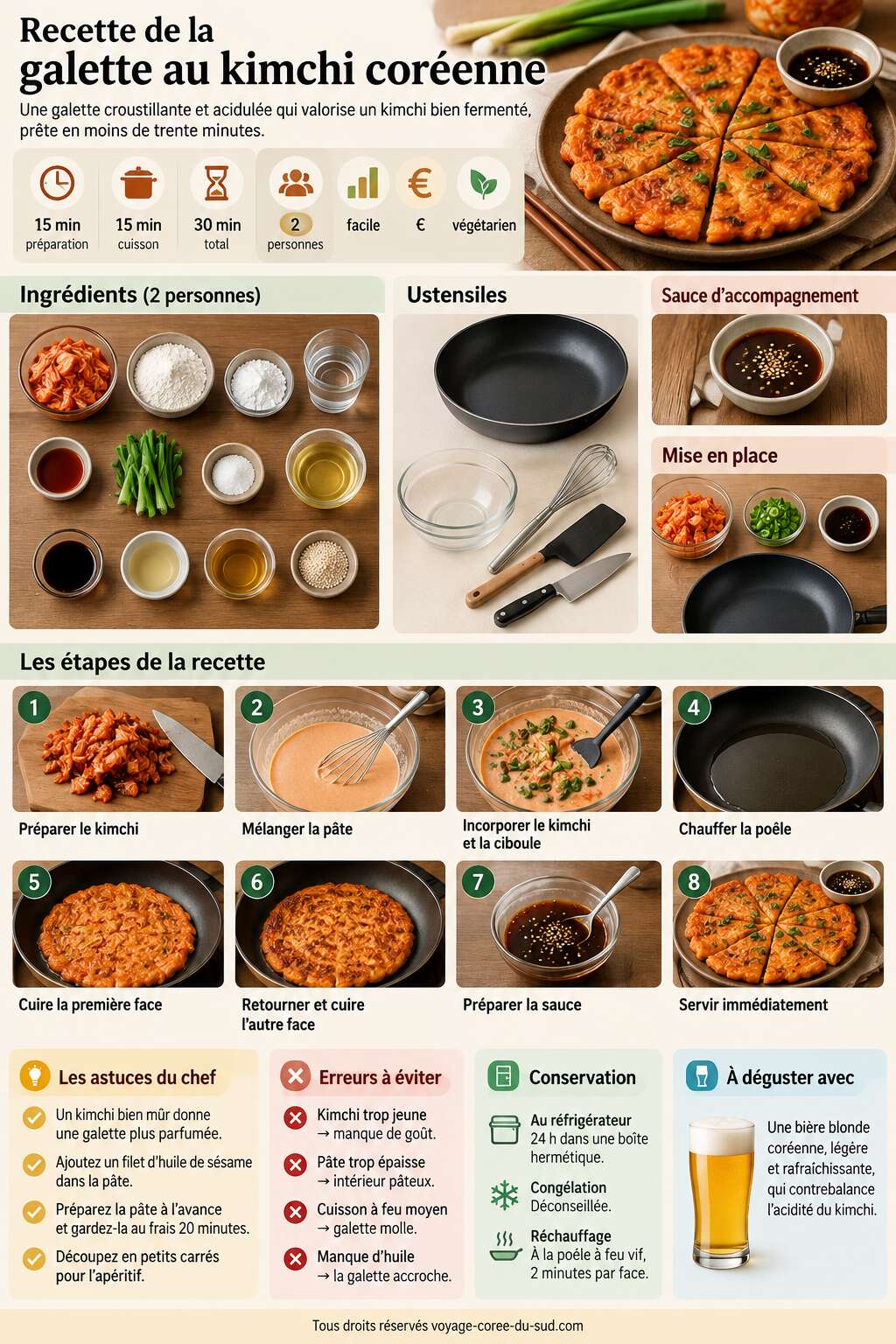 Fiche recette Recette de la galette au kimchi coréenne Fiche recette Recette de la galette au kimchi coréenne