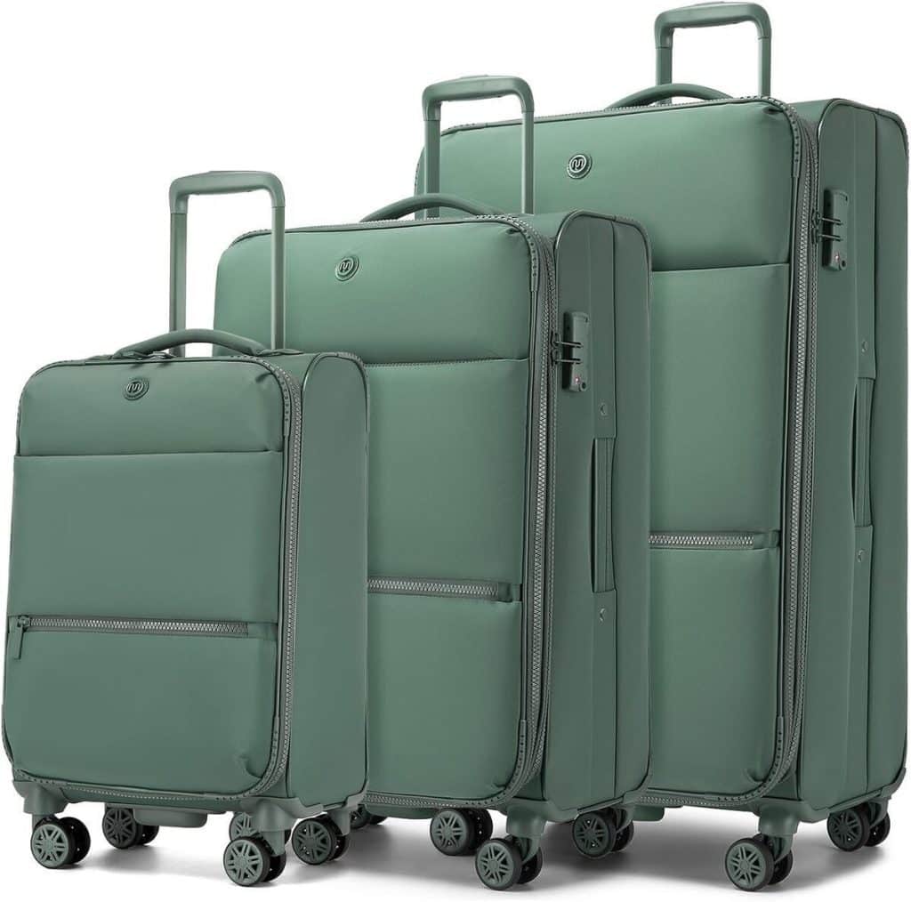 Avis sur le set de valises souples Miss Lulu vert : légèreté et sécurité