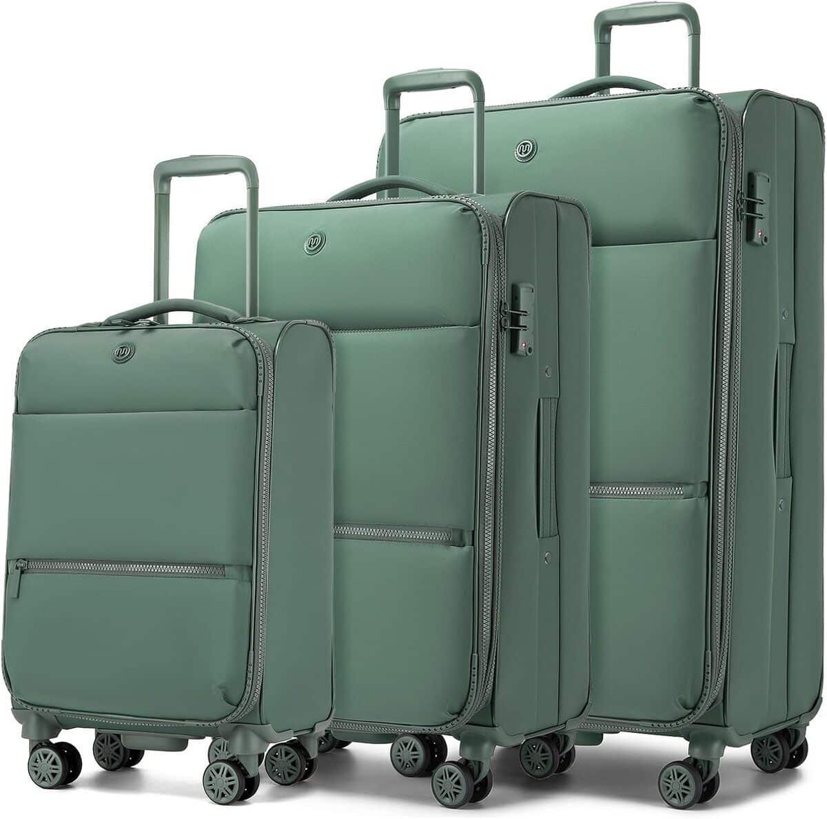 Avis sur le set de valises souples Miss Lulu vert : légèreté et sécurité