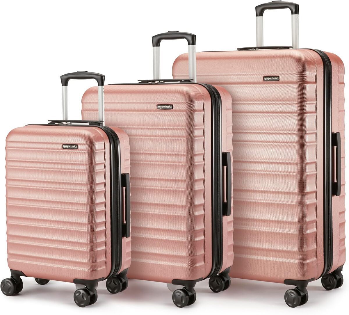 Test : valises rigides Amazon Basics en or rose