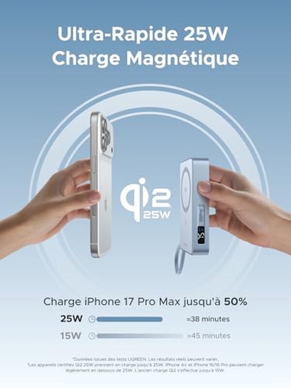 Découvrez notre test complet de la batterie externe UGREEN MagFlow Qi2 20000mAh avec recharge induction. Performances, autonomie et avis détaillés. 